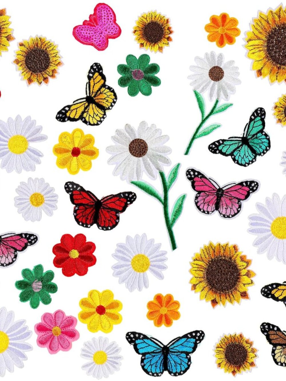 36 Pieces Flower Iron On Embroidered Patches Sunflower Cute Sew On Applique Patc - Picture 1 of 6